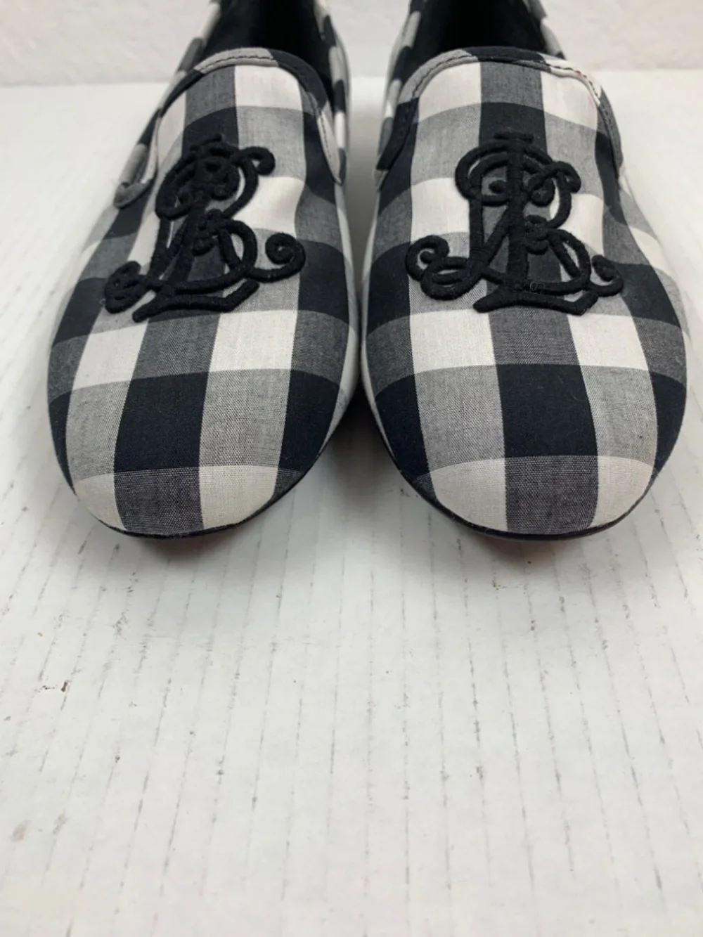 Lauren Ralph Lauren Women's Coleena III Loafer Size 8.5B Black White Gingham